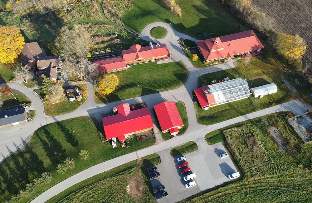 overhead view of the property at New Leaf